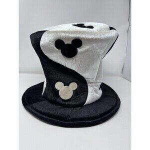 Disney Mickey Mouse Mad Hatter Hat Black White Adult Size Disneyland WDW